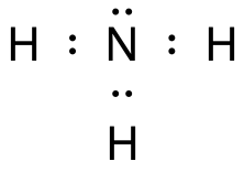 Lewis structure of an ammonia molecule.
