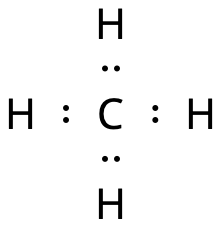 Lewis structure of a methane molecule. 